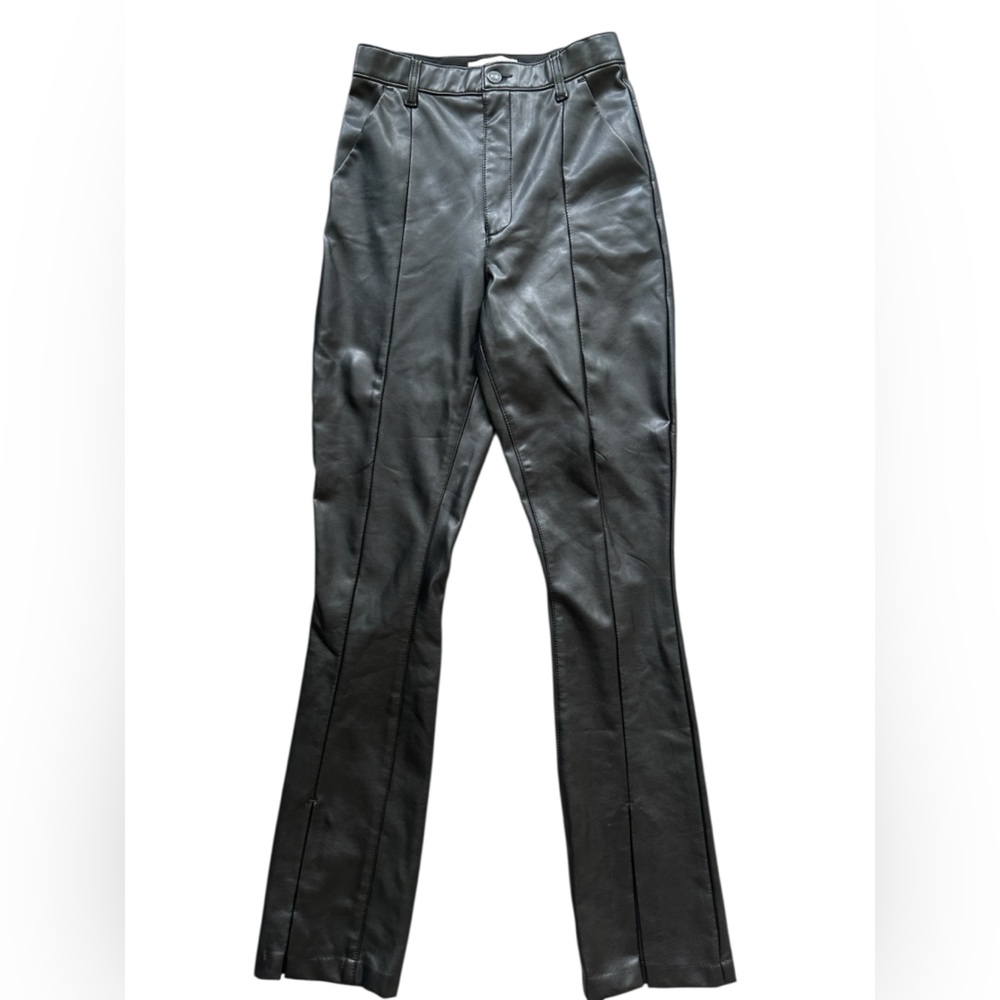Abercrombie and Fitch the skinny ultra high-rise leather like front slit sz 27/4